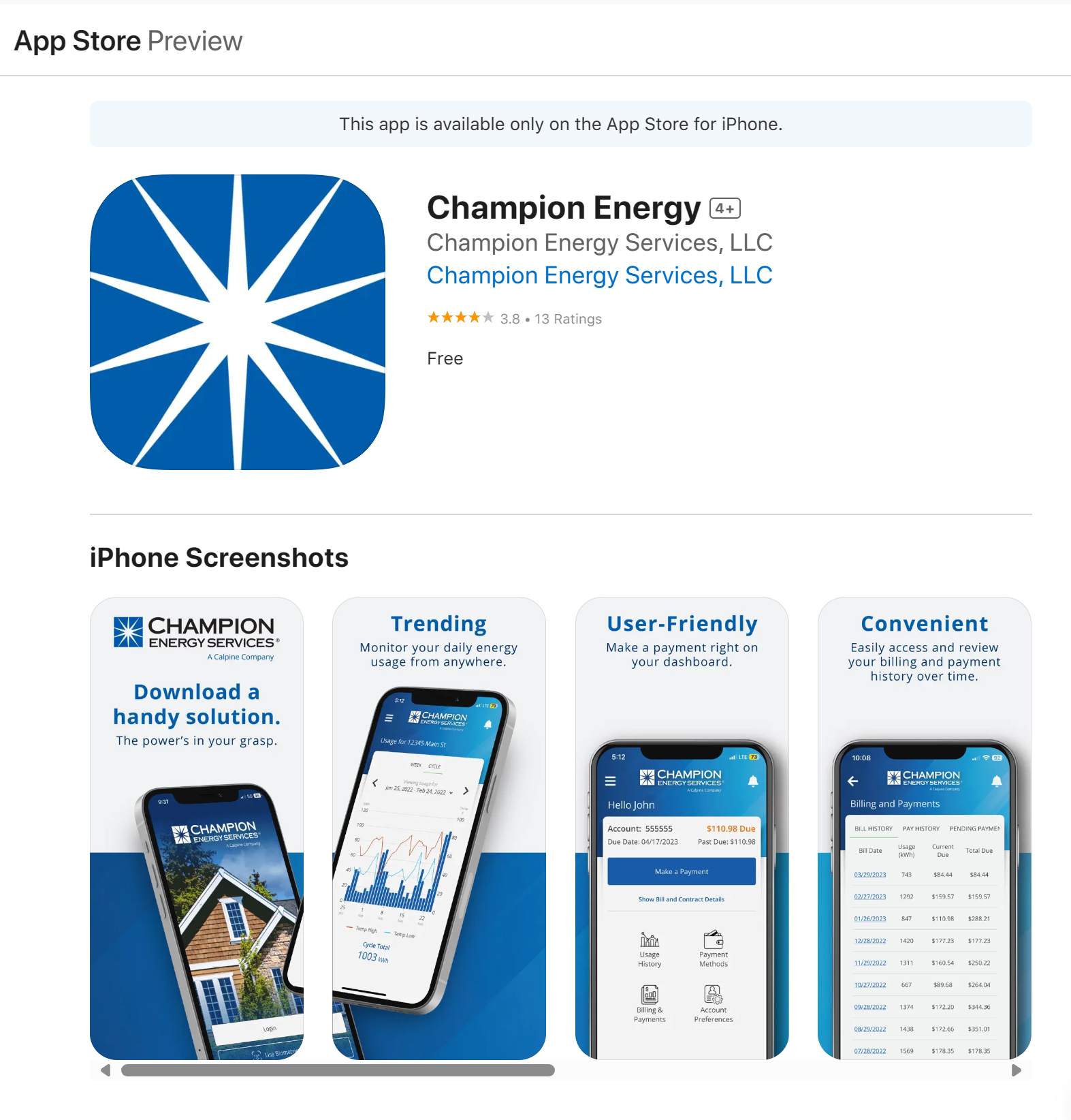 Champion Energy Mobile App Banner